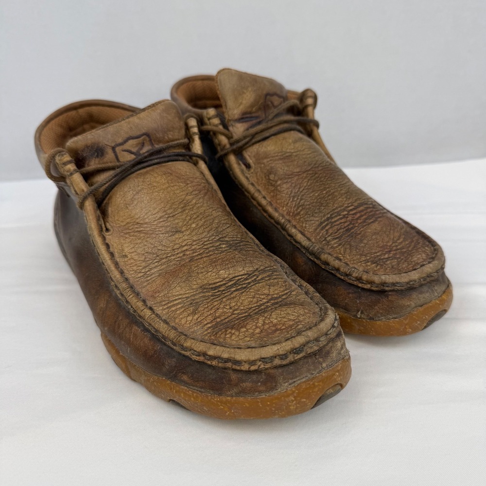 Twisted X Mens Driving Moccasins Brown Leather Lace Up Shoes WDM0111‎ Size 8M